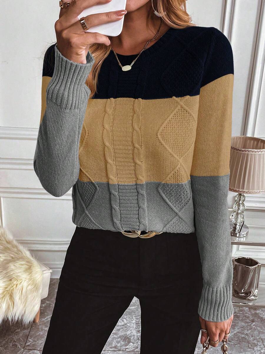 SHEIN Essnce Khối màu Xoắn Dan Áo len - Nhiều màu - Xem 1