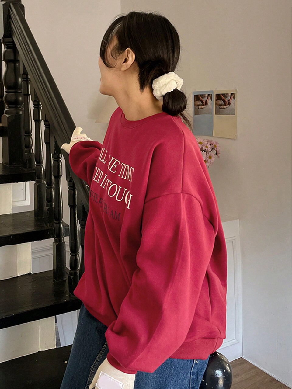 Dazy Petite Plus Plus Size Slogan Graphic Drop Shoulder Sweatshirt, Fall Clothes