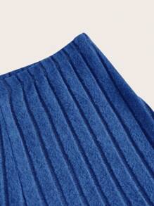 SHEIN EZwear 素色不對稱下擺抹胸上衣&喇叭褲 - 寶藍色 - 查看 3