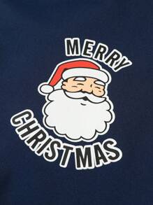 Manfinity Homme 1 件宽松男士圣诞印花拼色拉链夹棉外套