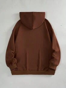 SHEIN MOOSTA 加大码 4 件套袋鼠口袋抽绳卫衣 - 黑色 - 查看 3