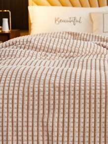 1pc Khaki Microfiber Fluffy Blanket - Khaki - View 5