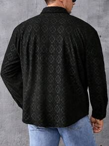 Manfinity Homme 寬鬆版型男士加大尺寸純色釦扣前衛衣 - 黑色 - 查看 2