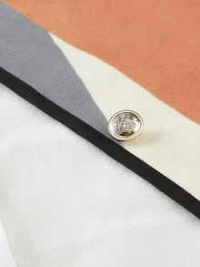 Calvaya Hơn In Địa lý Tương phản ràng buộc Khăn quàng Nút đơn Áo khoác - Nhiều màu - Xem 4