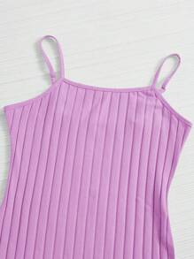 Muchica Ribbed Cami Bodycon Mini Dress - Lilac Purple - View 5