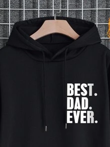 Nam Đồ họa Khẩu hiệu Dây rút Hoodie - màu đen - Xem 4