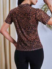 Shein 高領薄紗短袖襯衫 - 黑色 - 查看 2