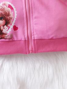 嬰兒女童閃亮亮亮片裝飾拉鍊上衣,不含t恤 - 粉色 - 查看 7