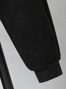 SHEIN 男孩簡約風和休閒連帽衛衣和衛褲套裝帶字母刺繡設計,秋天 - 彩色 - 查看 5