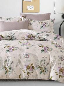 3pcs Hoa In Polyester Bộ chăn ga gối - Nhiều màu - Xem 2