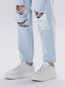 Manfinity Loose-Fit Men's Ripped Jeans - Light Wash - View 6