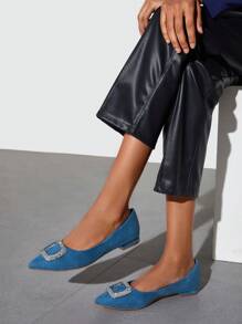 SheIn BIZ 女性時尚,休閒和舒服的單鞋適合春天和夏天 - 藍色 - 查看 6