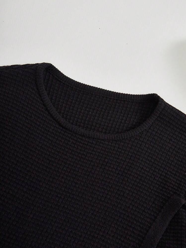 Tween Girl Solid Asymmetrical Hem Sweater