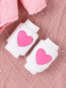 SHEIN Đứa bé gái Thêu hoa & chữ áo có mũ Trang phục Bodysuit - Hồng - Xem 6