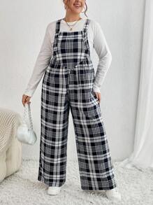 SHEIN Essnce Hơn In kẻ sọc Tổng thể Jumpsuit Without Tee - Đen và trắng - Xem 4