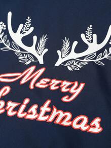 Manfinity Homme 1 件宽松男士圣诞印花拼色拉链夹棉外套