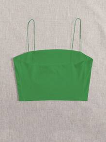 SHEIN Unity Crop Cami Top mit Einfarbig - Grün - Übersicht 2