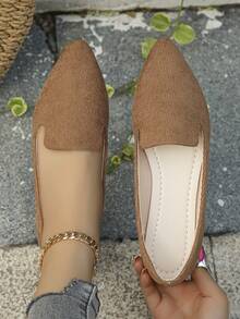 時尚尖頭平底鞋適用於日常穿著 - 棕色 - 查看 2