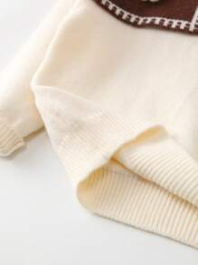 SHEIN Young Girl Floral Appliques Statement Collar Sweater