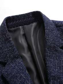 Men Lapel Neck Single Button Blazer Without Tee - Blue - View 3