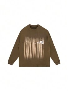 Camisa De Manga Larga Con Básica Estilo Retro Americano Mt99 Suelta Y Sencilla, Se Adapta A Cualquier Cosa, Ropa Casual Para Parejas - Marrón - Ver 3