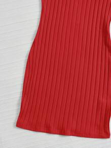 Muchica Vestido ajustado unicolor tejido de canalé - Rojo - Ver 4