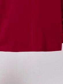 SHEIN 十幾歲男孩字母平面t恤 - 酒紅色 - 查看 4