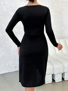 EURMUSE 女士純色甜心領包臀連衣裙