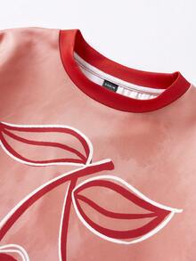 SHEIN Qutie 櫻桃圖案落肩袖運動衫 - 彩色 - 查看 5