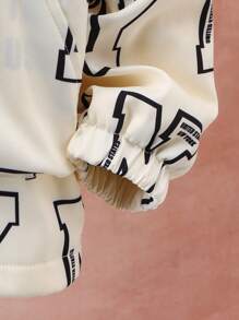 SHEIN 男大童1入組字母圖案加絨內裏連帽外套 - 彩色 - 查看 3