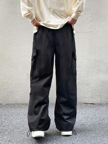 ROMWE MEN Street Life Nam Flip Túi Quần - màu đen - Xem 2