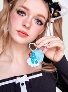ROMWE X Care Bears 1pc Women Cartoon Bear & Pom Pom Charm Keychain, Valentines - Multicolor - View 2
