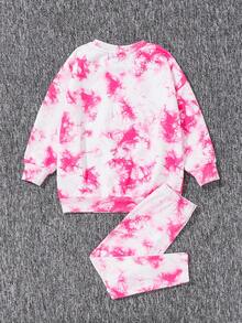 女童運動休閒針織圓領套頭衛衣套裝 - 彩色 - 查看 2