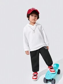 SHEIN 男童休闲街头风趣味可爱字母卡通太空宇航员图案卫衣 - 白色 - 查看 4