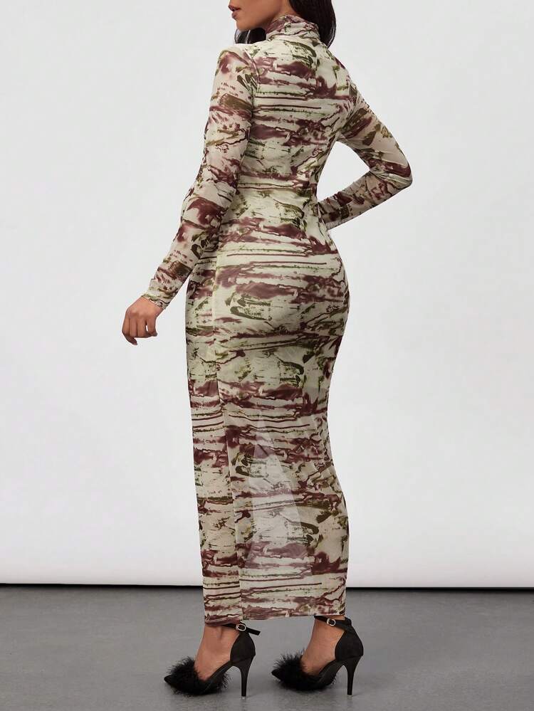 Maternity Turtleneck Tie Dye Dress