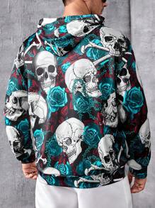 Manfinity LEGND Lỏng lẻo phù hợp Nam Kích thước lớn Hoa & Sọ In Dây rút Hoodie - Nhiều màu - Xem 2