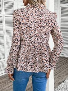 SHEIN Frenchy In Toàn bộ tay áo lá sen Áo sơ mi Peplum - Nhiều màu - Xem 2