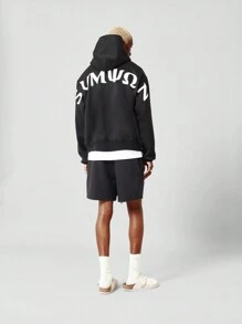 SUMWON Overhead Hoodie With Back Graphic Print - Black - View 5
