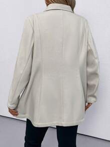 SHEIN LUNE Plus Slant Pocket Button Front Overcoat