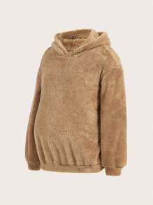 SHEIN Maternity 2pcs Solid Drop Shoulder 3D Ear Design Sweatshirt, For Winter - Multicolor - View 4