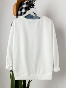 Calvaya Plus Christmas Print Drop Shoulder Sweatshirt