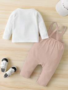 2入組嬰兒男童t恤及連身褲套裝 - 杏色 - 查看 2