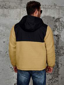 Manfinity Homme Men Plus Size Two Tone Zip Up Hooded Padded Coat - Mustard Yellow - View 2
