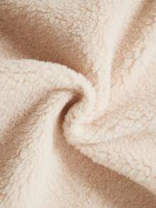 SHEIN 女小童雙排釦毛絨內襯外套馬甲無毛衣 - 杏色 - 查看 5