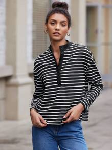 SHEIN BIZwear 女士t恤 - 黑與白 - 查看 3