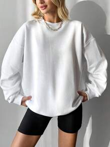 RueChic Slogan Graphic Drop Shoulder Sweatshirt - White - View 2