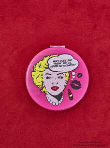 Marilyn Monroe X SHEIN Rose Red Portable Handheld Mirror - Hot Pink - View 4
