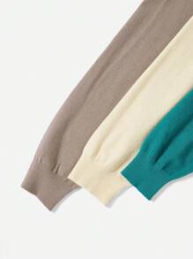 SHEIN EZwear 大碼3入組素色圓領套頭毛衣 - 彩色 - 查看 4