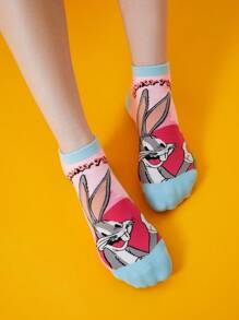 LOONEY TUNES X SHEIN 3雙/組女士踝襪 - 彩色 - 查看 3