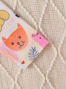 女嬰卡通圖案連身背心和運動褲 - 粉色 - 查看 4